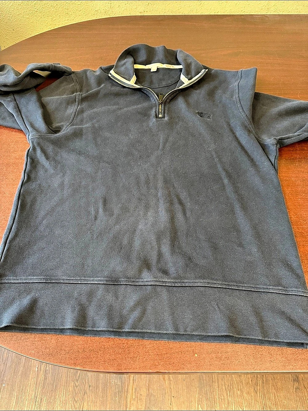 Burberry Cotton Half-Zip Polo Black Size Medium